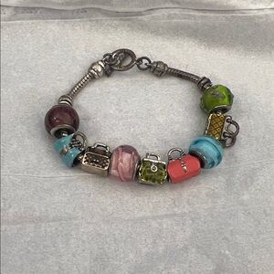 Multicolor Beaded Charm Bracelet - Women's Jewelry